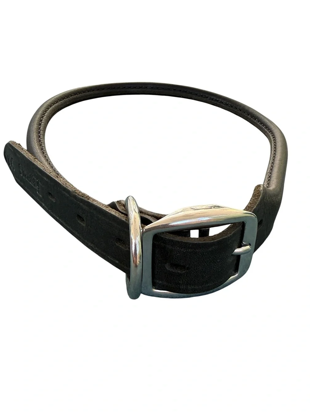 Perri's Leather Rolled Leather Dog Collar Black XL Amish Made